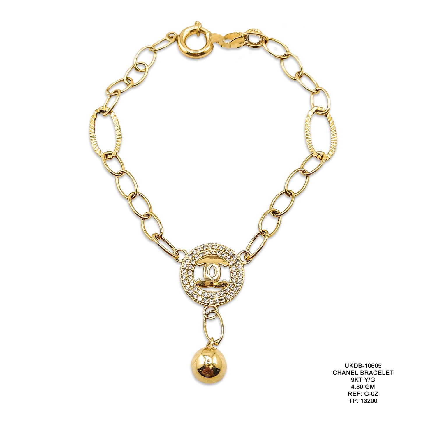 9KT Yellow Gold Chanel Style Bracelet 4.80GM – Elegant Designer Inspired Gold Bracelet