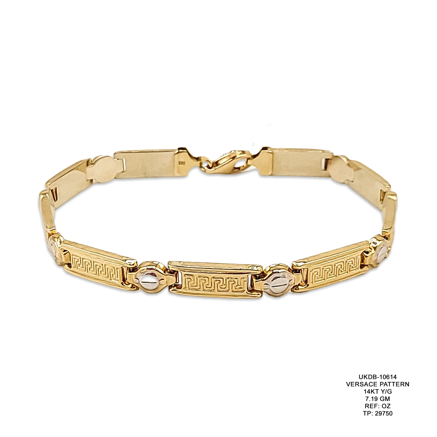 14KT Yellow Gold Versace Pattern Bracelet 7.19GM – Designer Luxury Gold Bracelet
