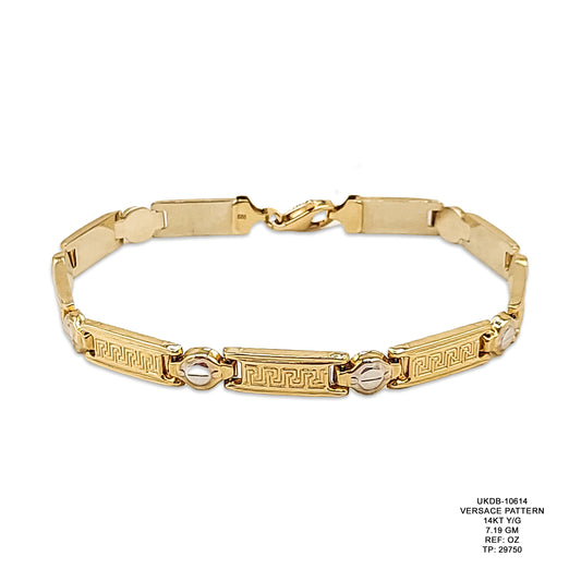 14KT Yellow Gold Versace Pattern Bracelet 7.19GM – Designer Luxury Gold Bracelet