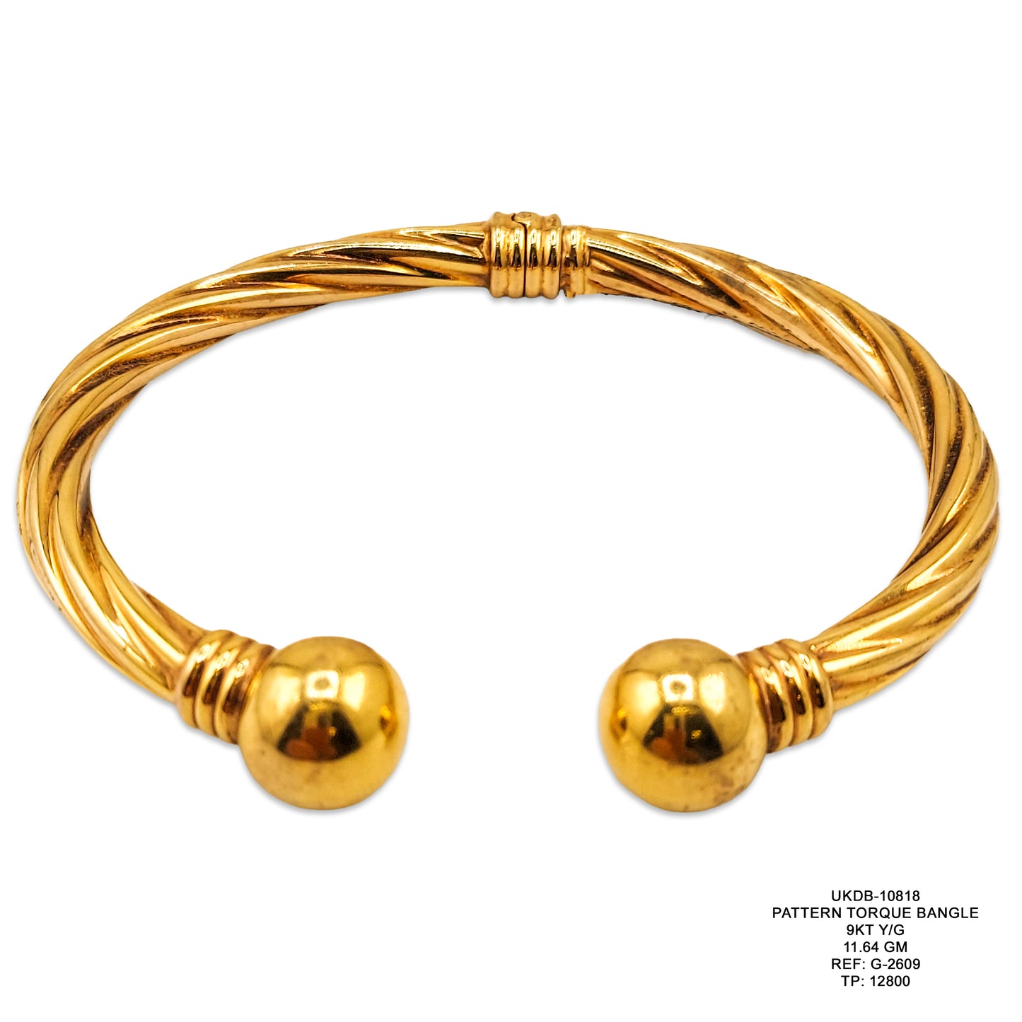 9KT Yellow Gold Pattern Torque Bangle 11.64GM – Stylish Designer Gold Bracelet