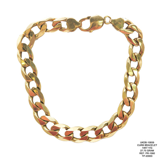 Curb Bracelet in 14KT Yellow Gold | Luxury Gold Bracelet 27.75 Gram
