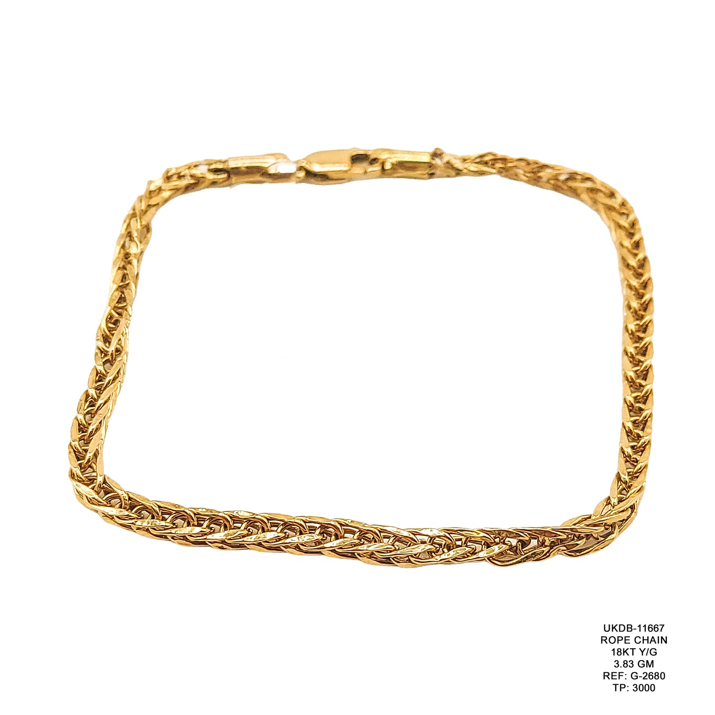 18KT Yellow Gold Rope Chain 3.83GM – Elegant Twisted Gold Chain Necklace