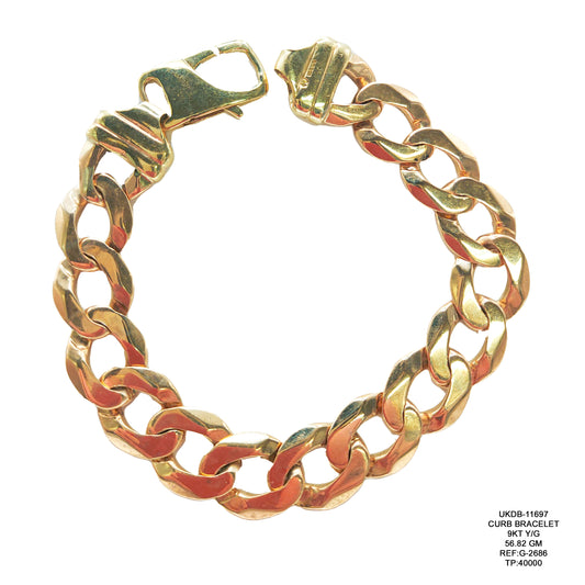 Curb Bracelet in 9KT Yellow Gold | Heavy Luxury Gold Bracelet 56.82 GM