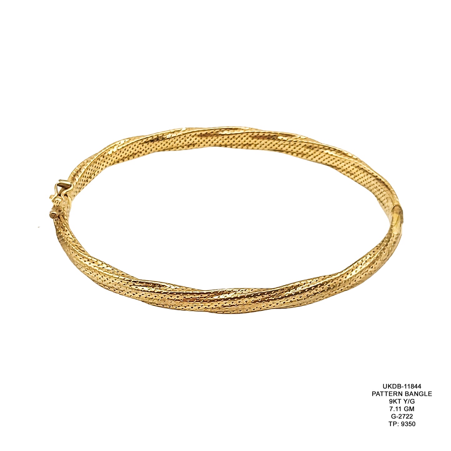 9KT Yellow Gold Pattern Bangle 7.11GM – Lightweight Designer Gold Bracelet