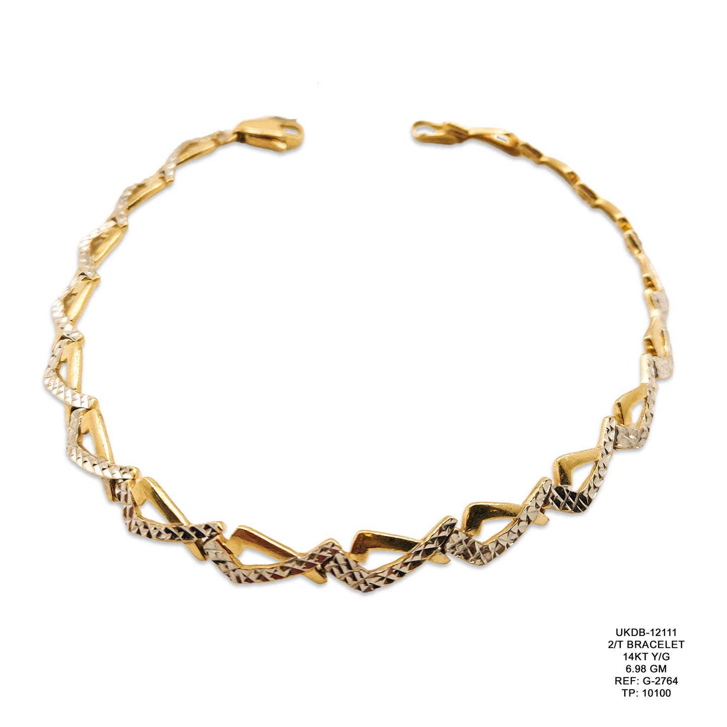 14KT Yellow Gold Two-Tone Bracelet 6.98GM – Elegant Designer Gold Bracelet