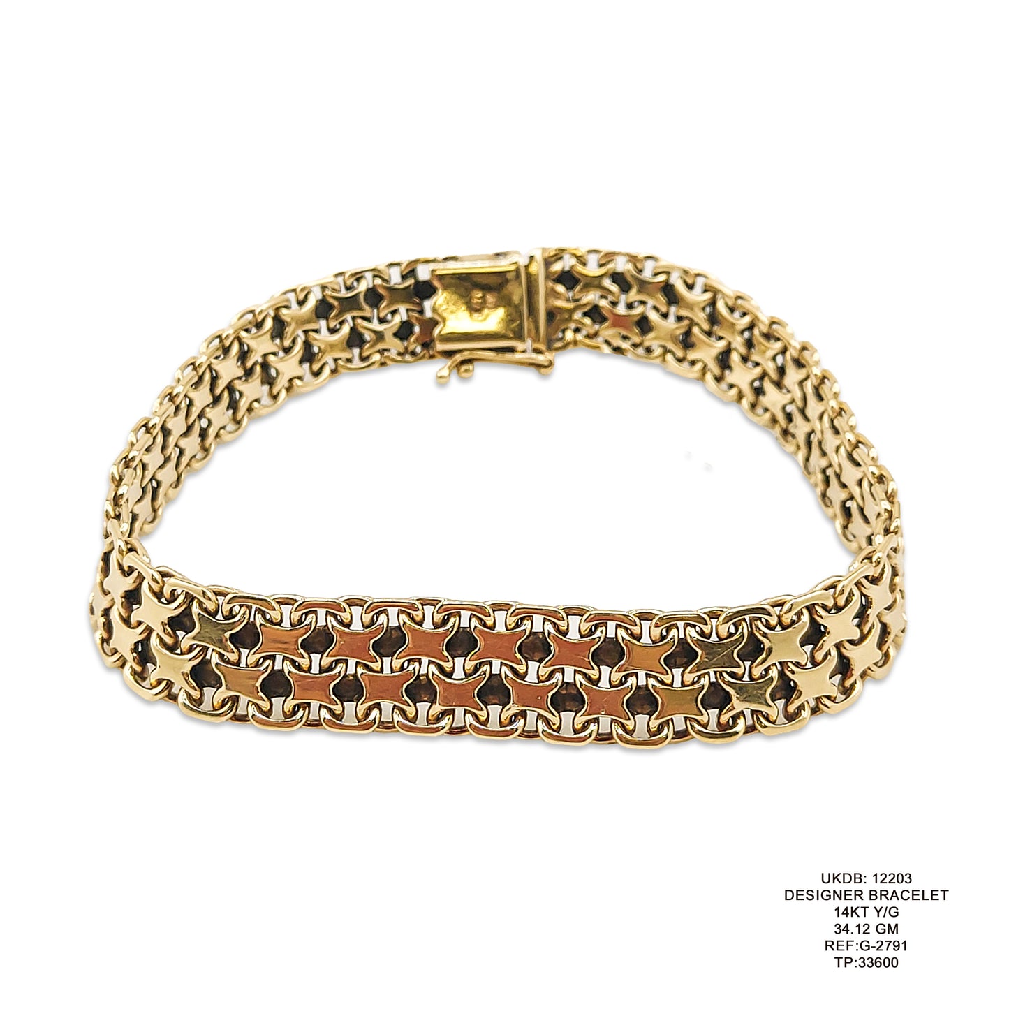 14KT Yellow Gold Designer Bracelet 34.12GM – Heavy Luxury Gold Bracelet