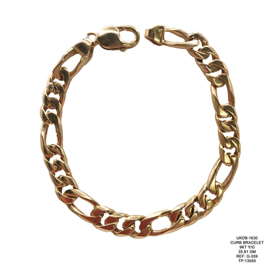 Curb Bracelet in 9KT Yellow Gold | Premium Heavy Gold Bracelet 35.81 GM