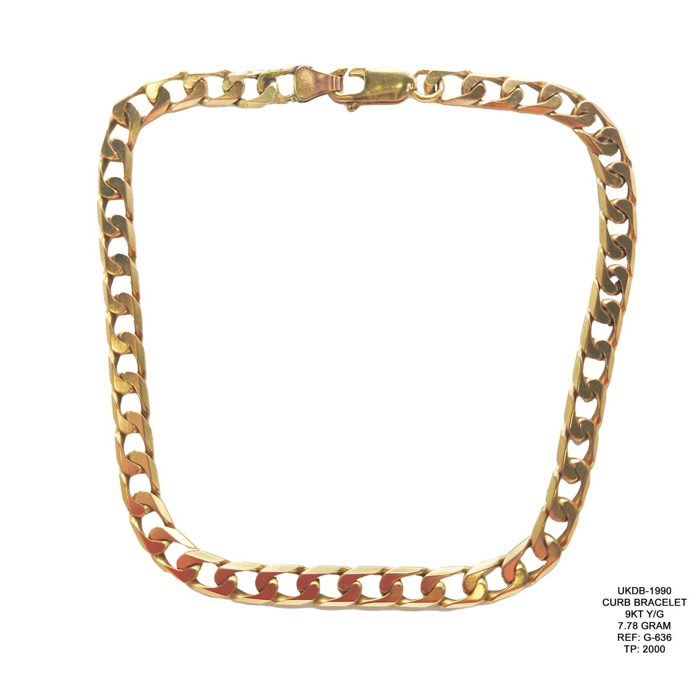 Curb Bracelet in 9KT Yellow Gold | Lightweight Gold Bracelet 7.78 Gram
