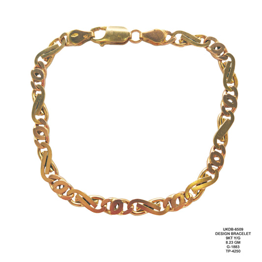 9KT Yellow Gold Design Bracelet 8.23GM – Elegant Designer Gold Bracelet