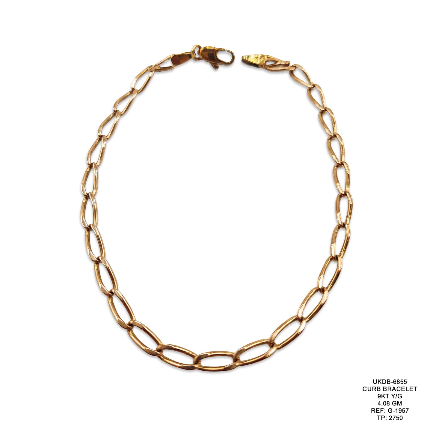 9KT Yellow Gold Curb Bracelet 4.08GM – Classic Elegant Gold Link Bracelet