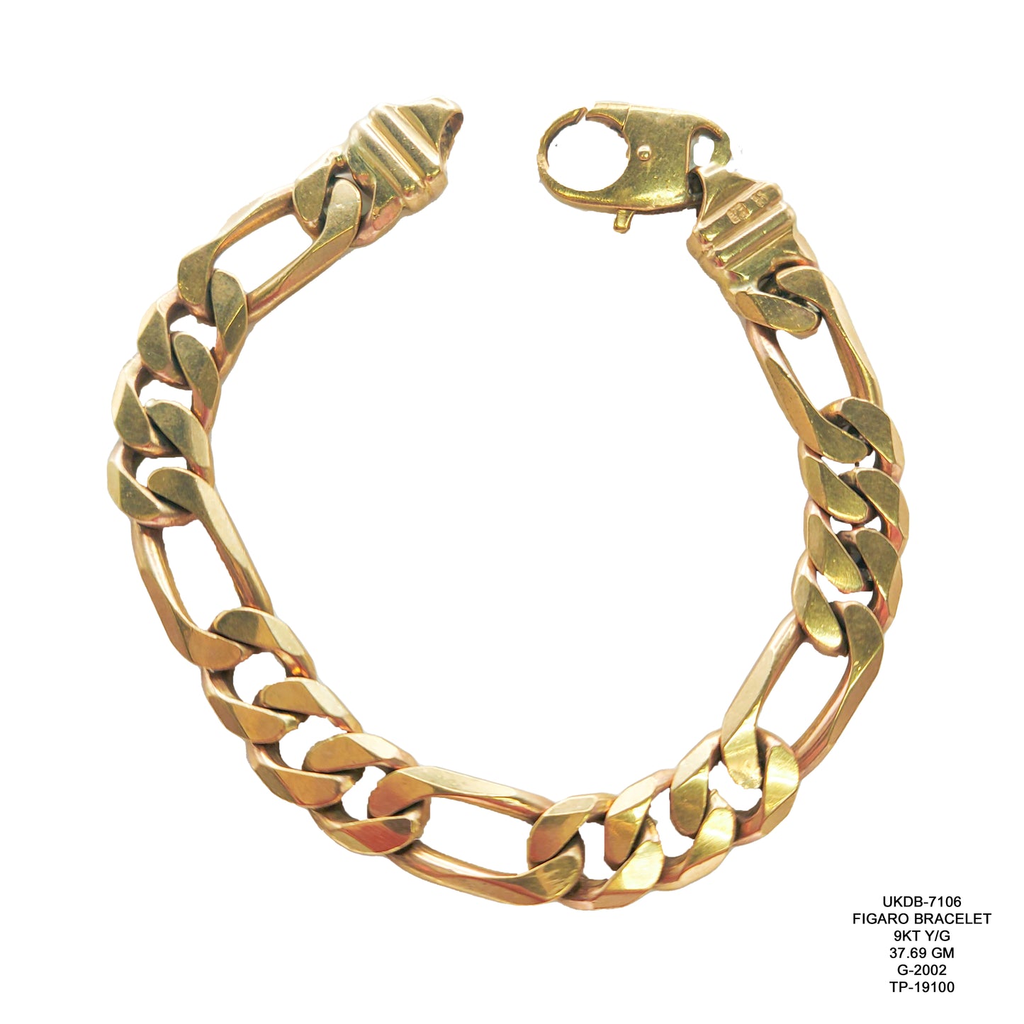 Figaro Bracelet in 9KT Yellow Gold | Luxury Gold Figaro Bracelet 37.69 GM