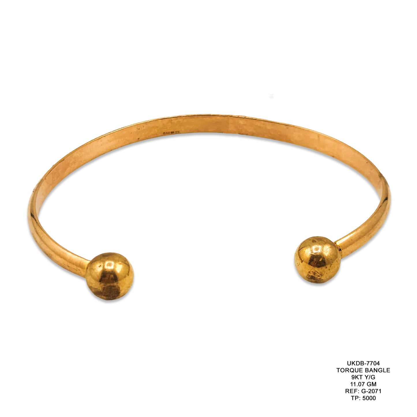 9KT Yellow Gold Torque Bangle 11.07GM – Elegant Designer Gold Bracelet