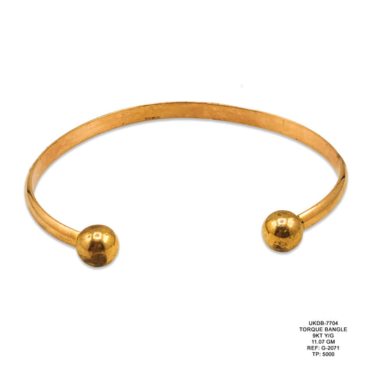 9KT Yellow Gold Torque Bangle 11.07GM – Elegant Designer Gold Bracelet