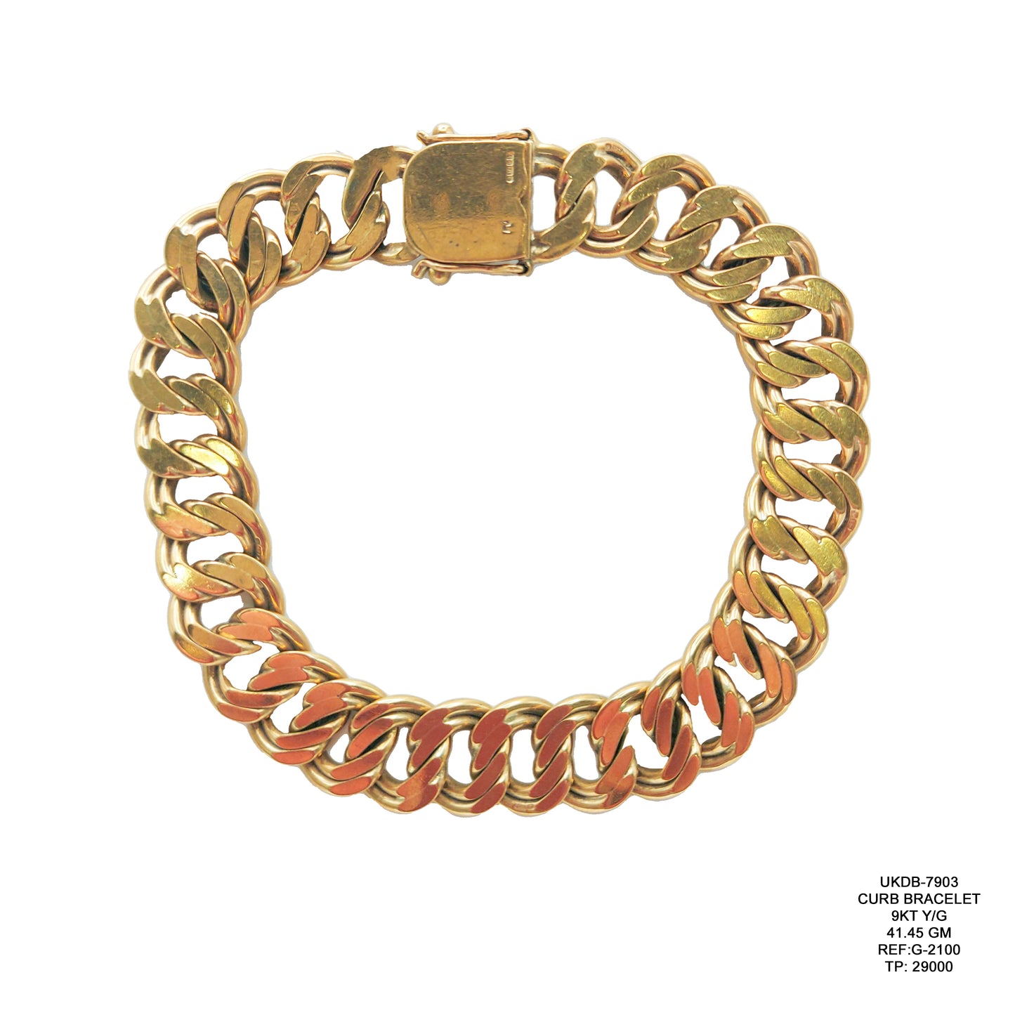Curb Bracelet in 9KT Yellow Gold | Heavy Luxury Gold Bracelet 41.45 GM