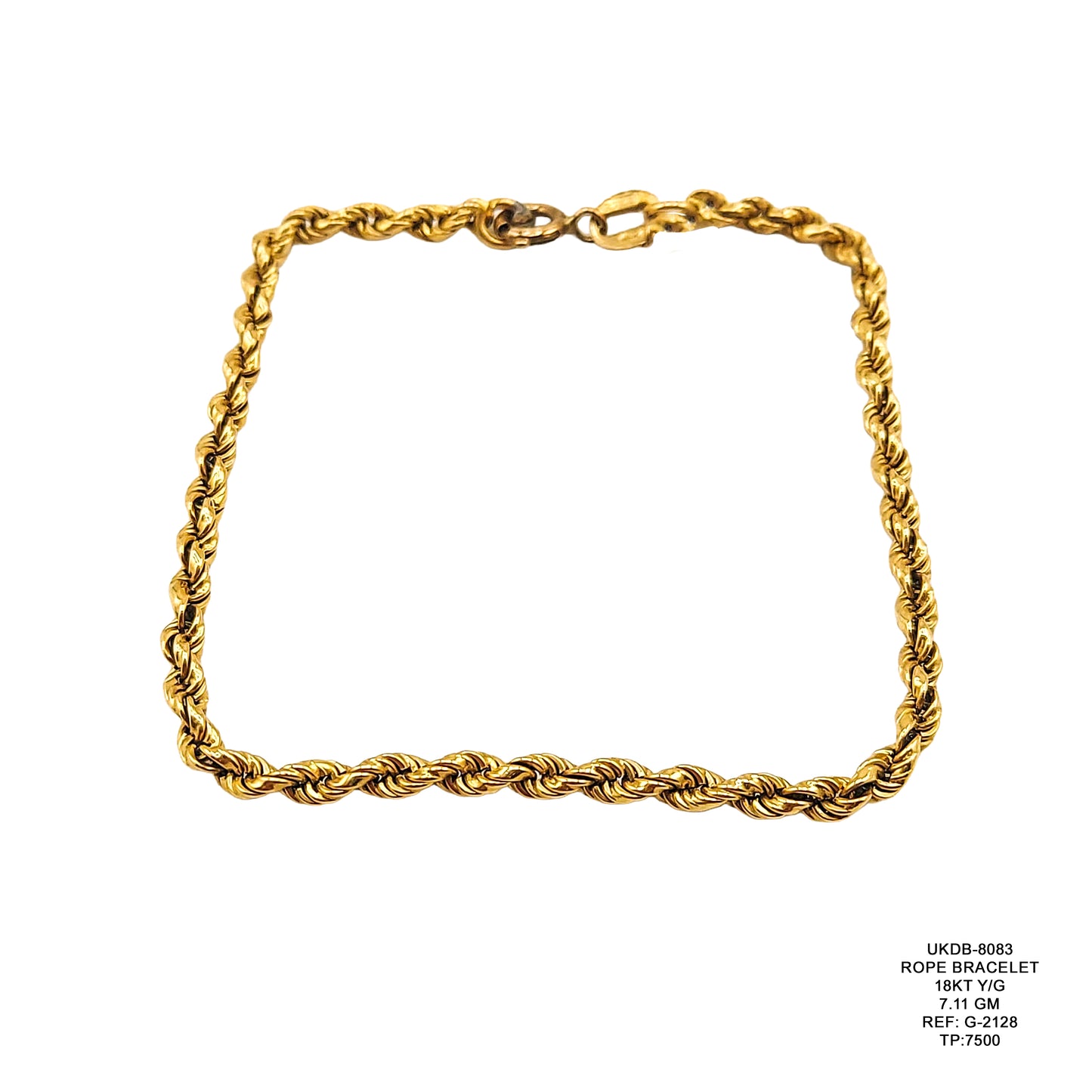 18KT Yellow Gold Rope Bracelet 7.11GM – Elegant Twisted Designer Gold Bracelet
