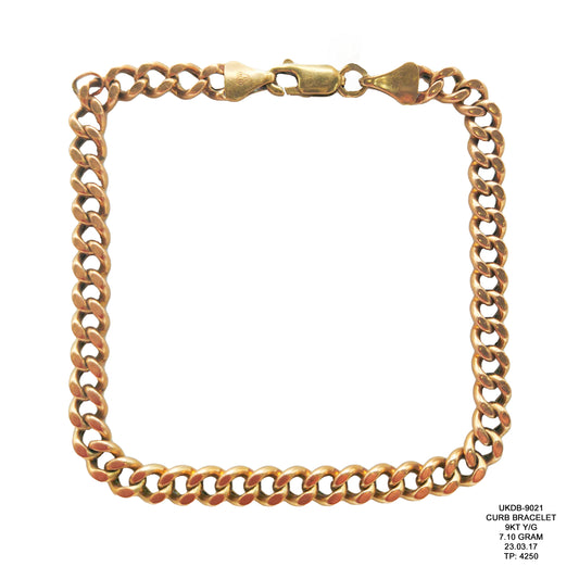 9KT Yellow Gold Curb Bracelet 7.10GM – Classic Lightweight Gold Bracelet