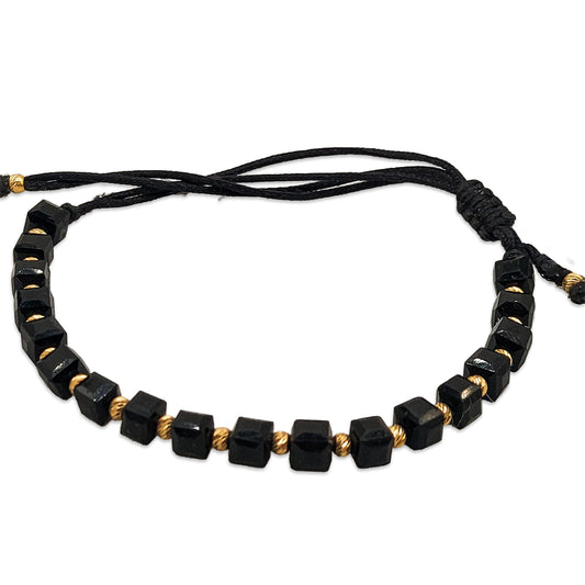 14KT Yellow Gold Black Onyx ID Bracelet 3.18GM – Elegant Minimal Luxury Gold Bracelet