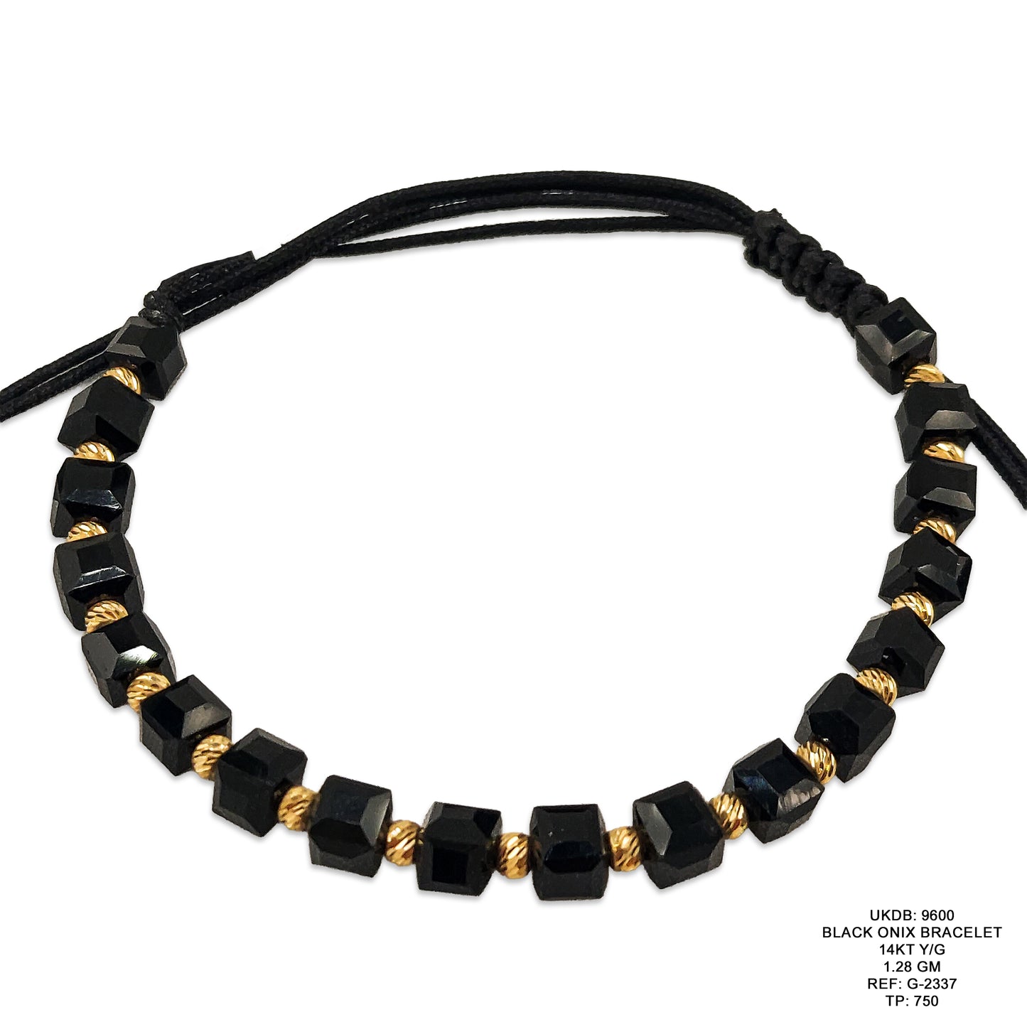 14KT Yellow Gold Black Onyx Bracelet 1.28GM – Elegant Minimal Luxury Bracelet