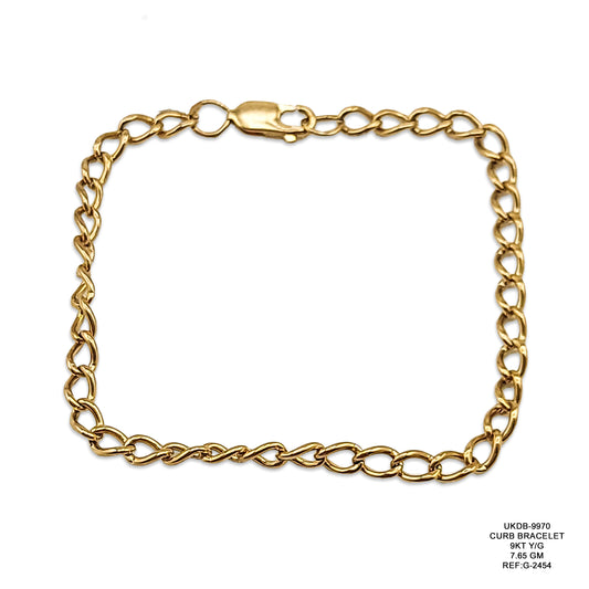 9KT Yellow Gold Curb Bracelet 7.65GM – Classic Elegant Gold Link Bracelet