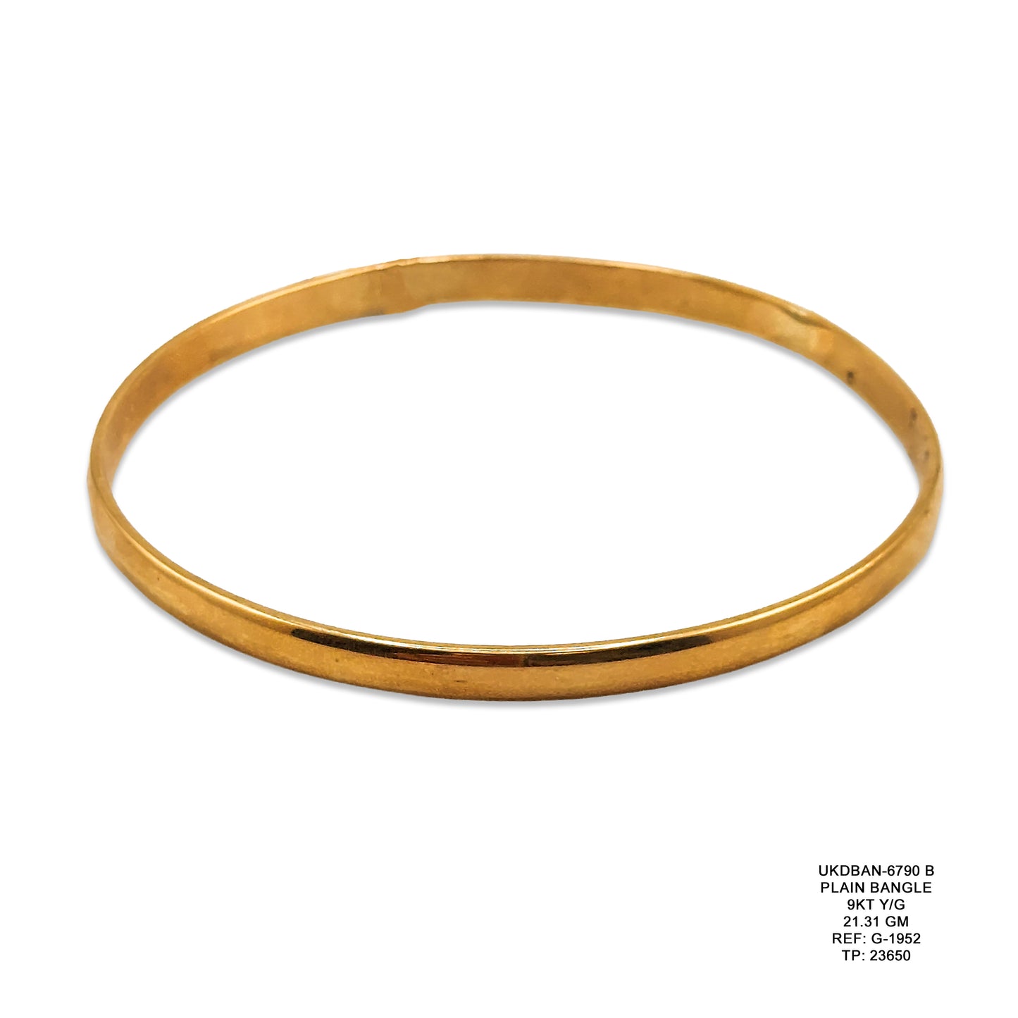 9KT Yellow Gold Plain Bangle 21.31GM – Classic Heavy Gold Bracelet