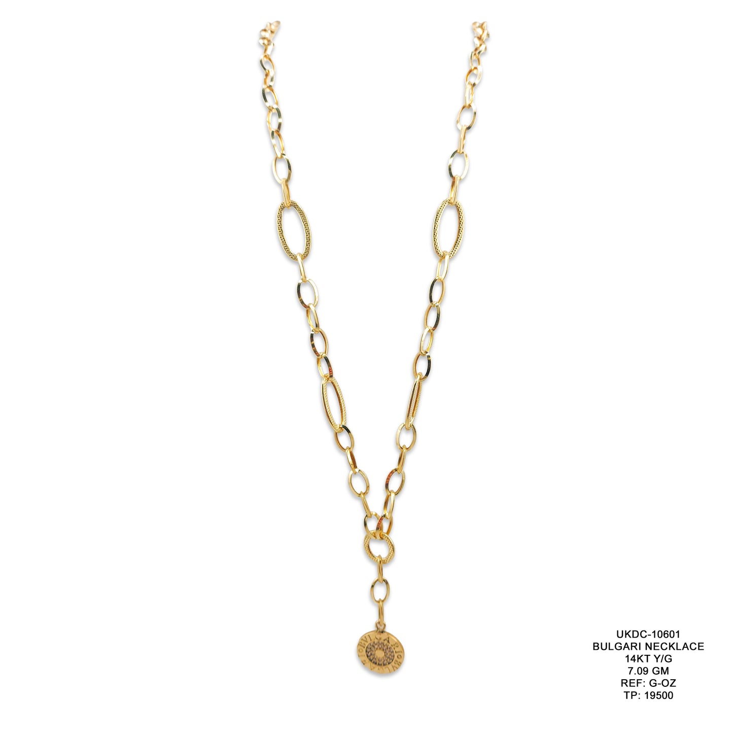 14KT Yellow Gold Bulgari Style Necklace 7.09GM – Luxury Designer Inspired Gold Necklace