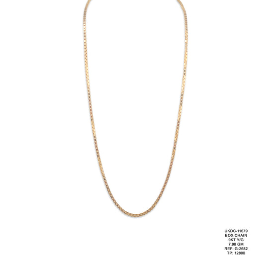 9KT Yellow Gold Box Chain 7.98GM – Premium Gold Box Link Necklace for Men & Women