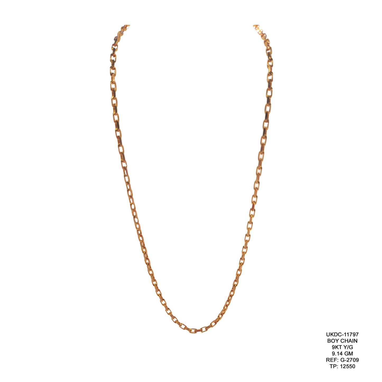 9KT Yellow Gold Boy Chain 9.14GM – Stylish Lightweight Gold Chain
