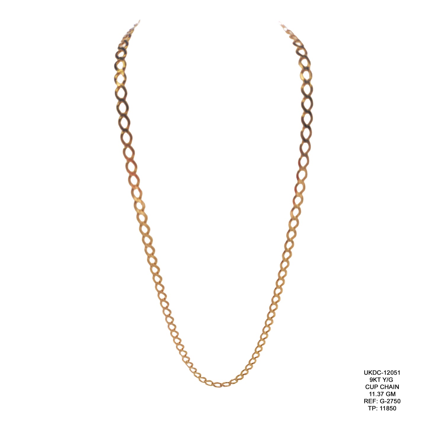 9KT Yellow Gold Cup Chain 11.37GM – Elegant Designer Gold Chain