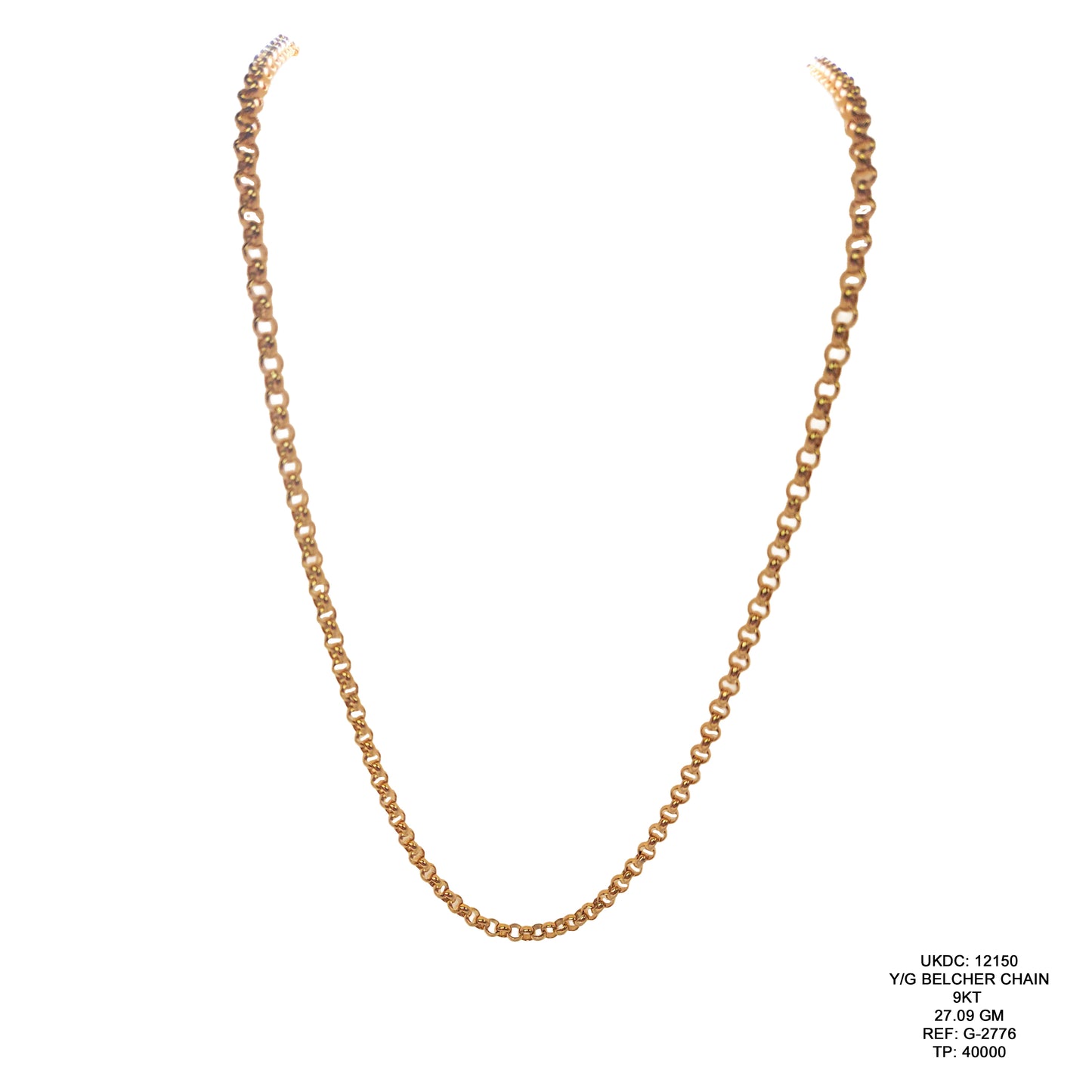 9KT Yellow Gold Belcher Chain 27.09GM – Classic Luxury Gold Chain