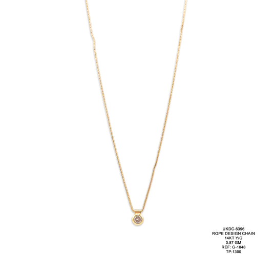 14KT Yellow Gold Rope Design Chain 3.87GM – Elegant Twisted Gold Chain Necklace