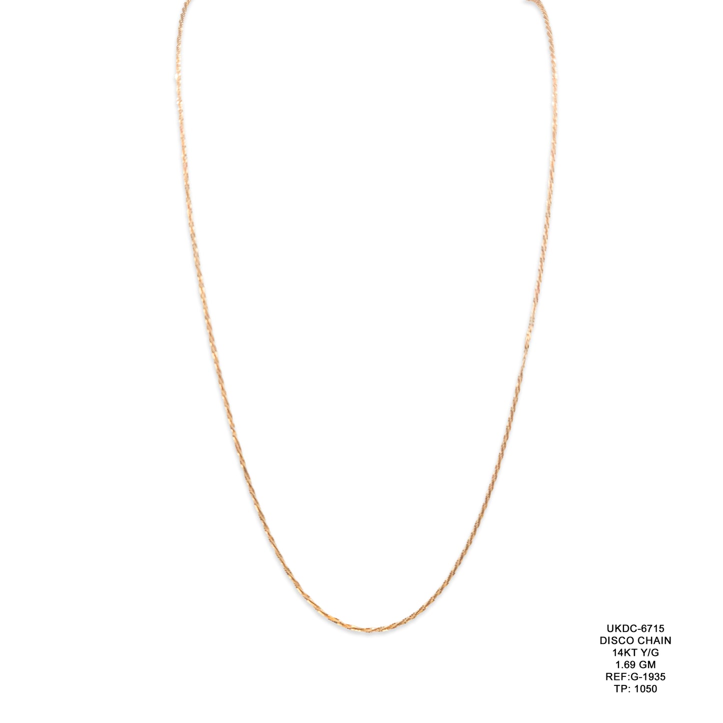 14KT Yellow Gold Disco Chain 1.69GM – Sparkling Lightweight Gold Chain Necklace