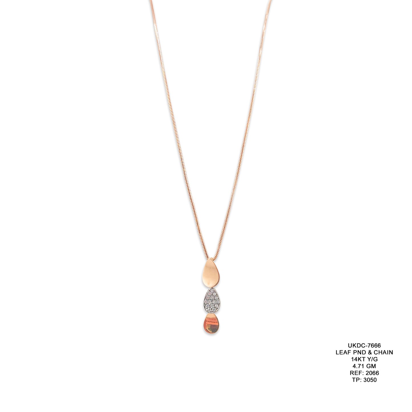 14KT Yellow Gold Leaf Pendant & Chain 4.71GM – Elegant Nature Inspired Gold Necklace