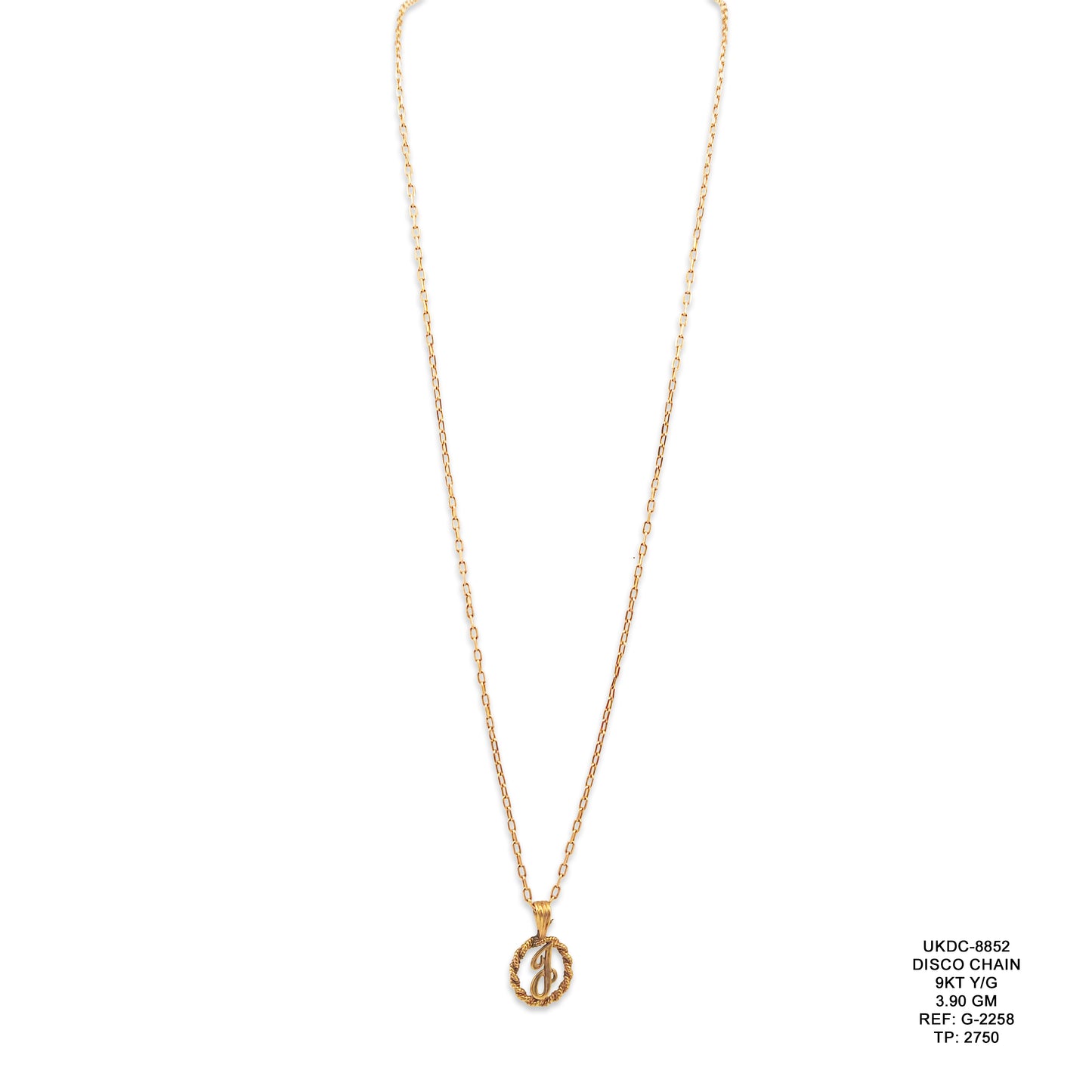 9KT Yellow Gold Disco Chain 3.90GM – Sparkling Gold Chain Necklace for Everyday Elegance