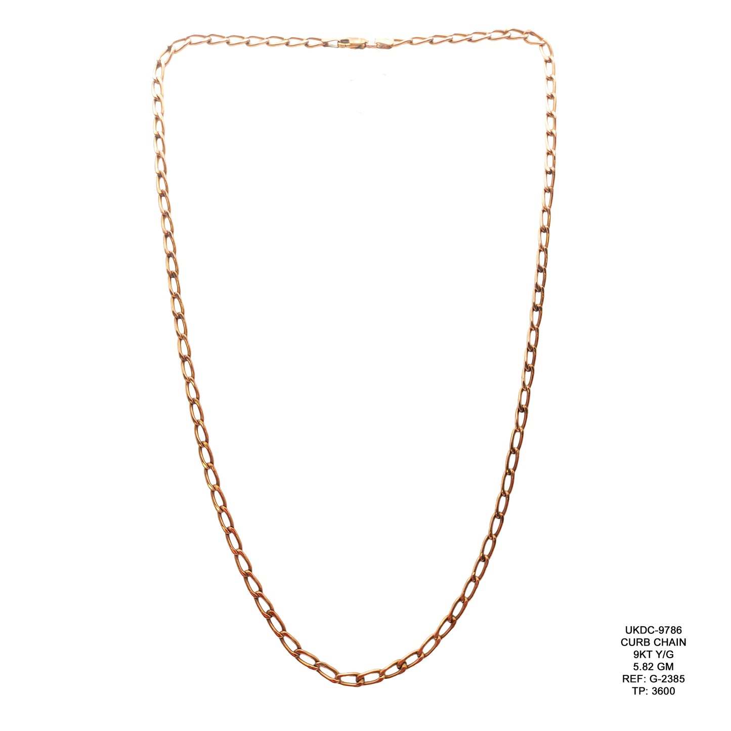 9KT Yellow Gold Curb Chain 5.82GM – Lightweight Classic Gold Chain