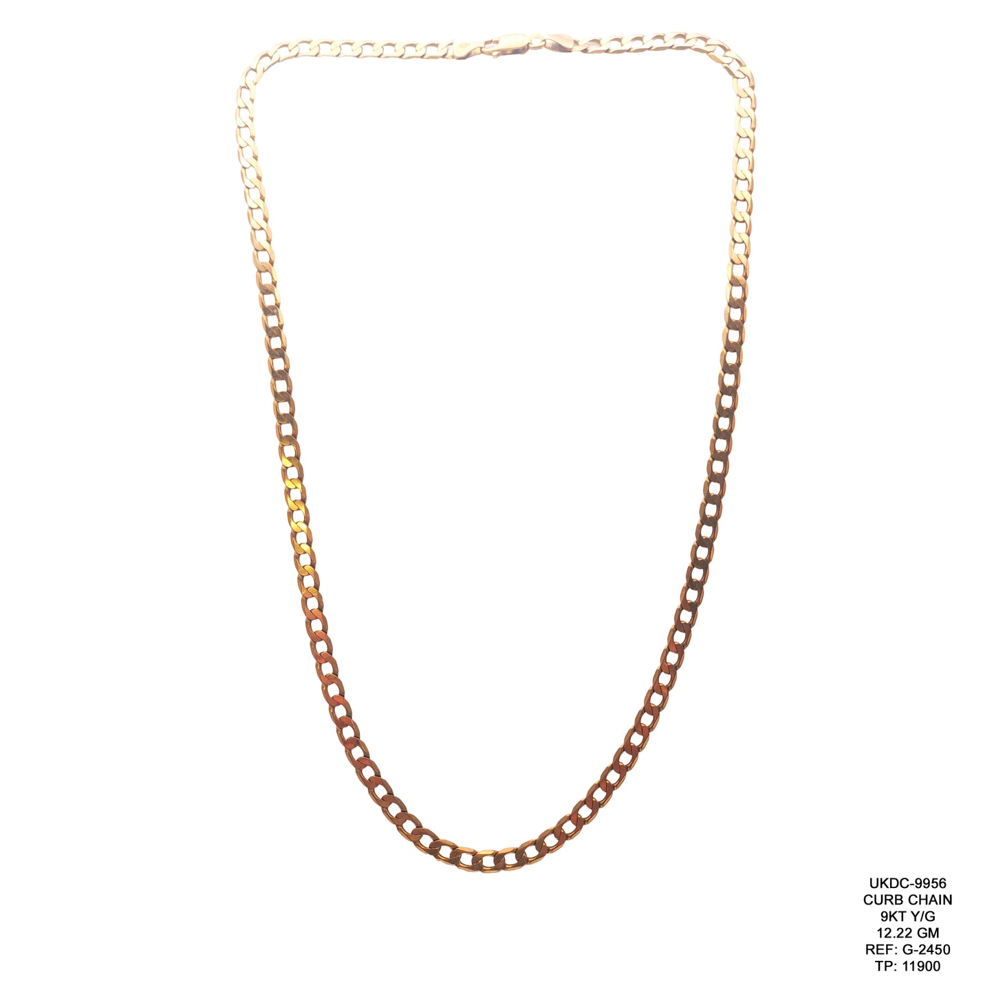 9KT Yellow Gold Curb Chain 12.22GM – Elegant Classic Gold Chain