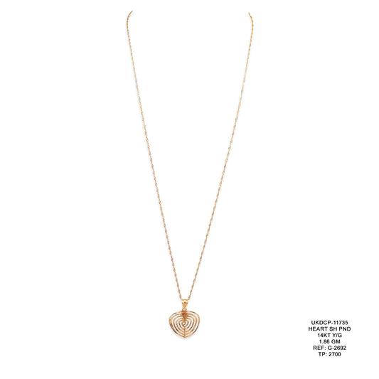 14KT Yellow Gold Heart Shape Pendant 1.86GM – Elegant Heart Gold Pendant for Women