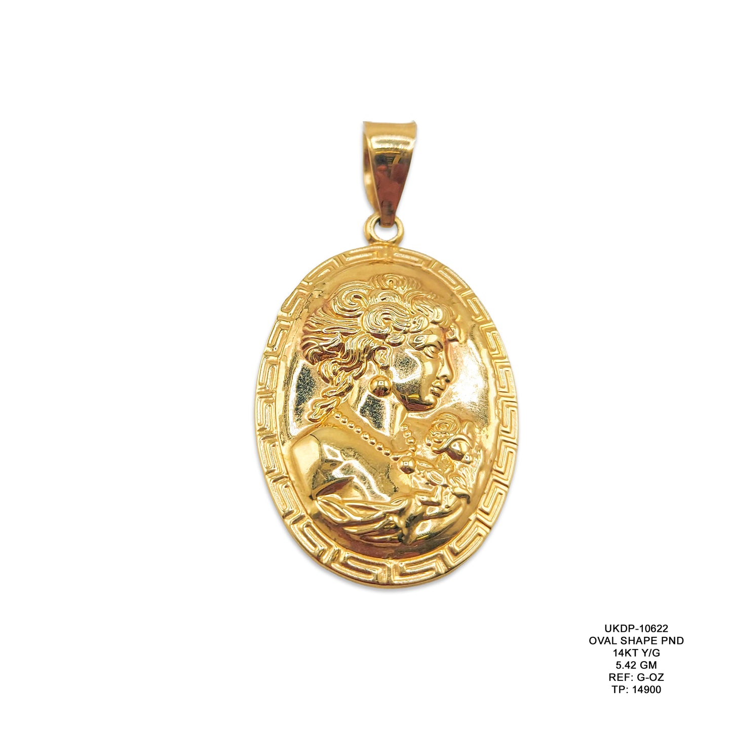 14KT Yellow Gold Oval Shape Pendant 5.42GM – Elegant Designer Gold Pendant