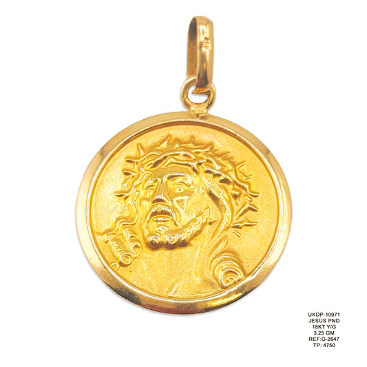 18KT Yellow Gold Jesus Pendant 3.25GM – Elegant Religious Gold Pendant