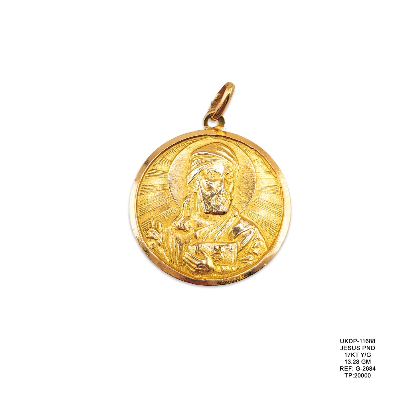 17KT Yellow Gold Jesus Pendant 13.28GM – Luxury Religious Gold Pendant