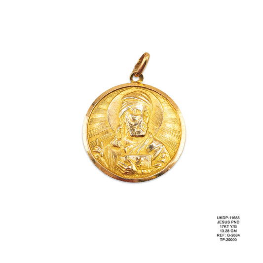 17KT Yellow Gold Jesus Pendant 13.28GM – Luxury Religious Gold Pendant