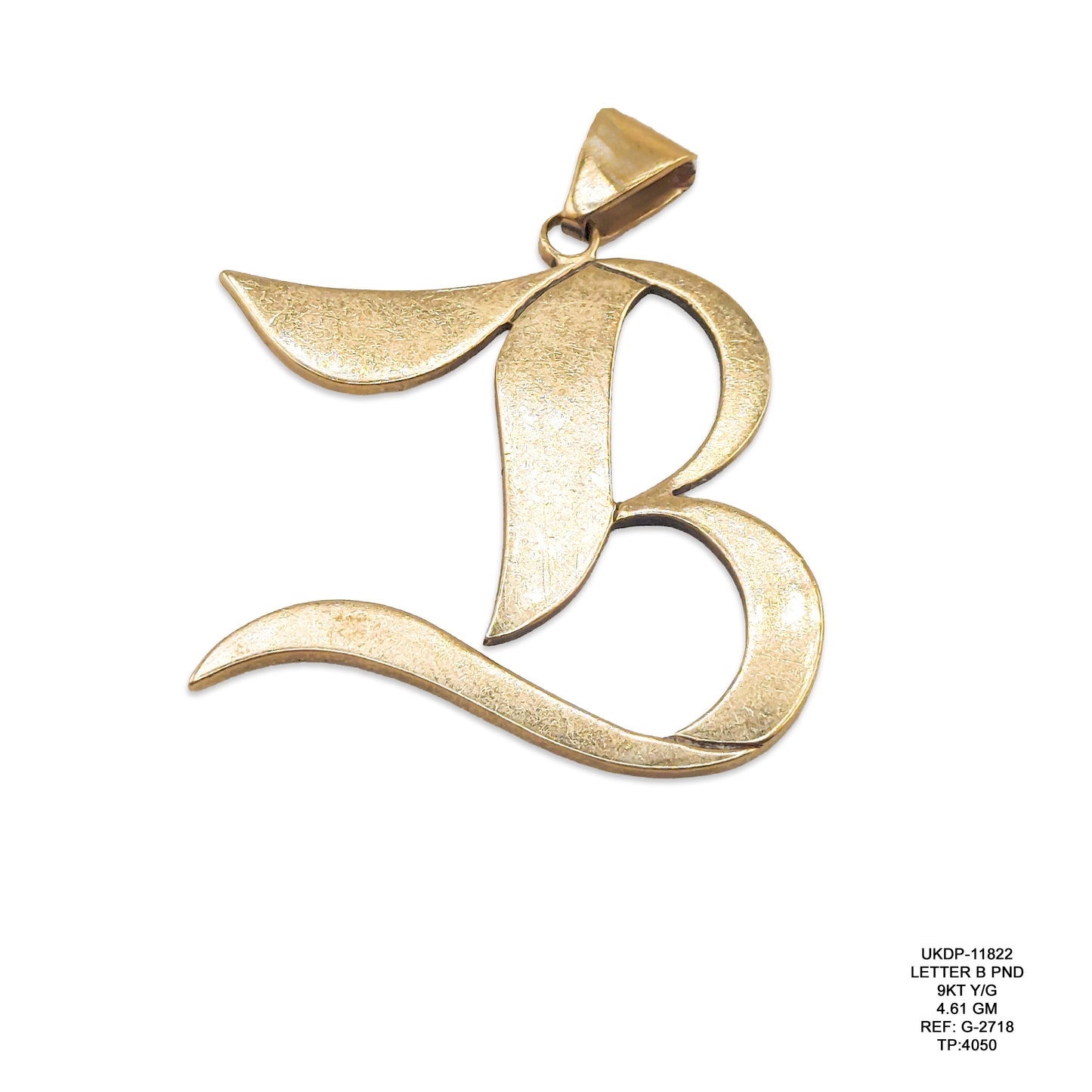 9KT Yellow Gold Letter B Pendant 4.61GM – Premium Initial B Gold Pendant