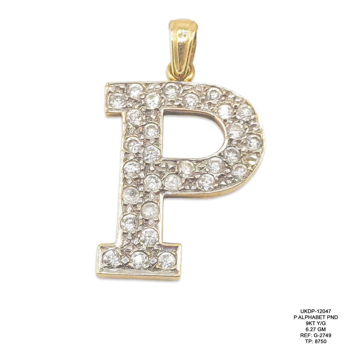 9KT Yellow Gold Letter P Pendant 6.27GM – Premium Initial P Gold Pendant