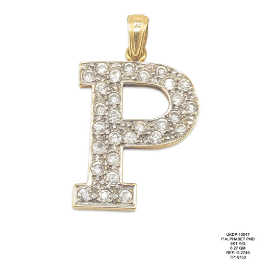 9KT Yellow Gold Letter P Pendant 6.27GM – Premium Initial P Gold Pendant