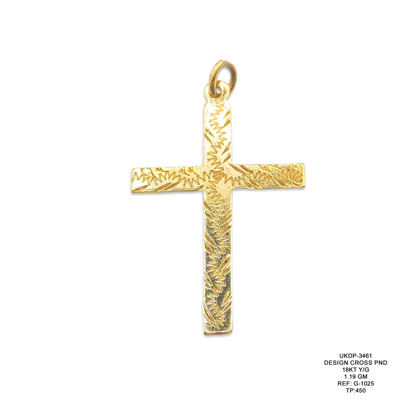18KT Yellow Gold Designer Cross Pendant 1.19GM – Elegant Religious Gold Pendant