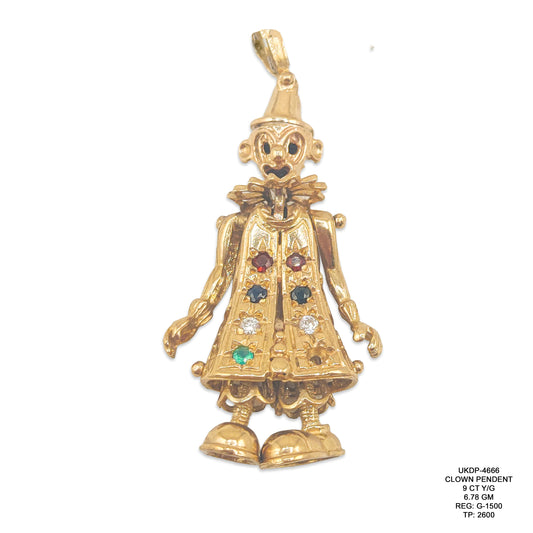 9KT Yellow Gold Clown Pendant 6.78GM – Premium Designer Clown Gold Pendant