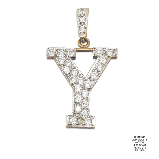 9KT Yellow Gold Letter Y Pendant 4.83GM – Premium Initial Y Gold Pendant