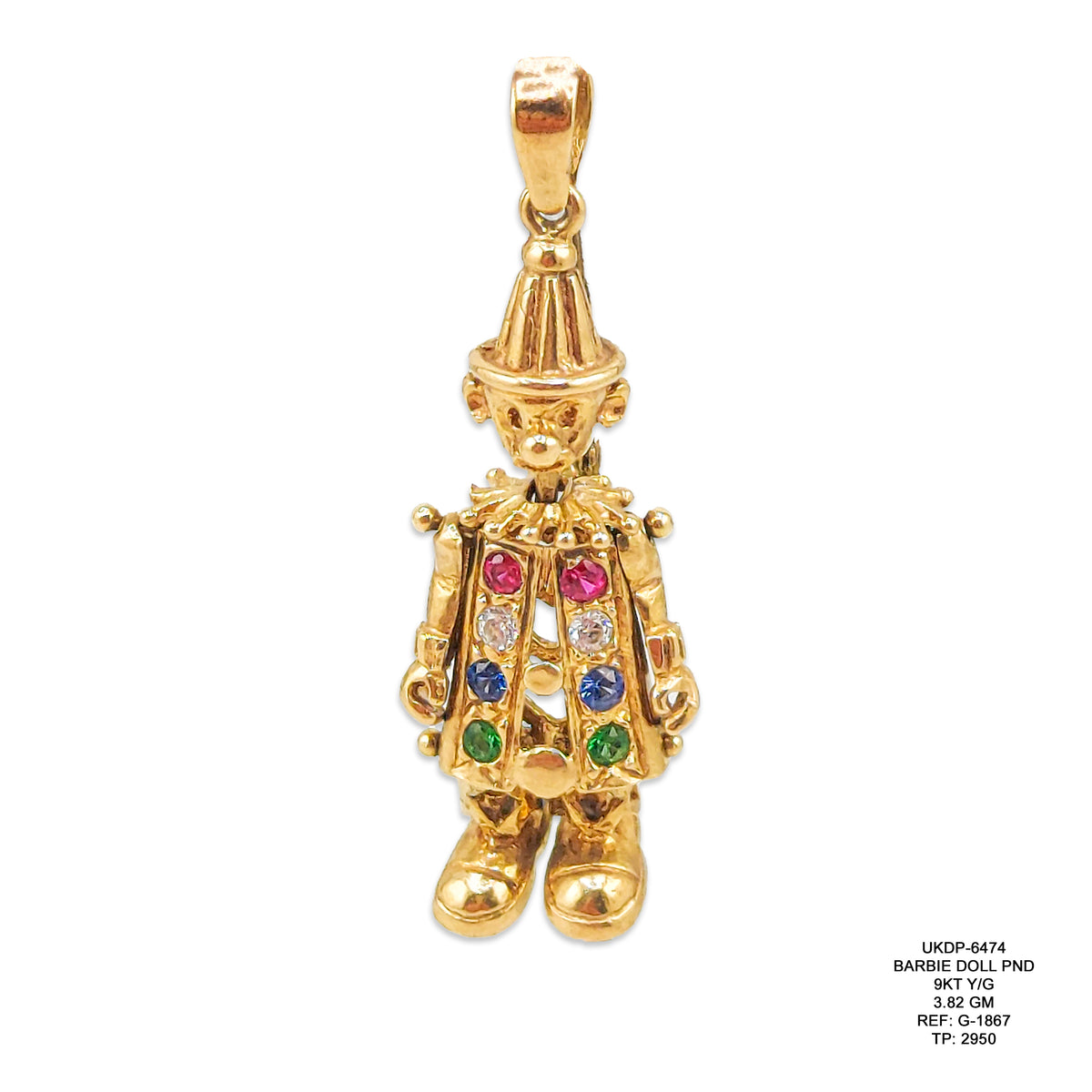 9KT Yellow Gold Barbie Doll Pendant 3.82GM – Elegant Designer Gold Doll Pendant