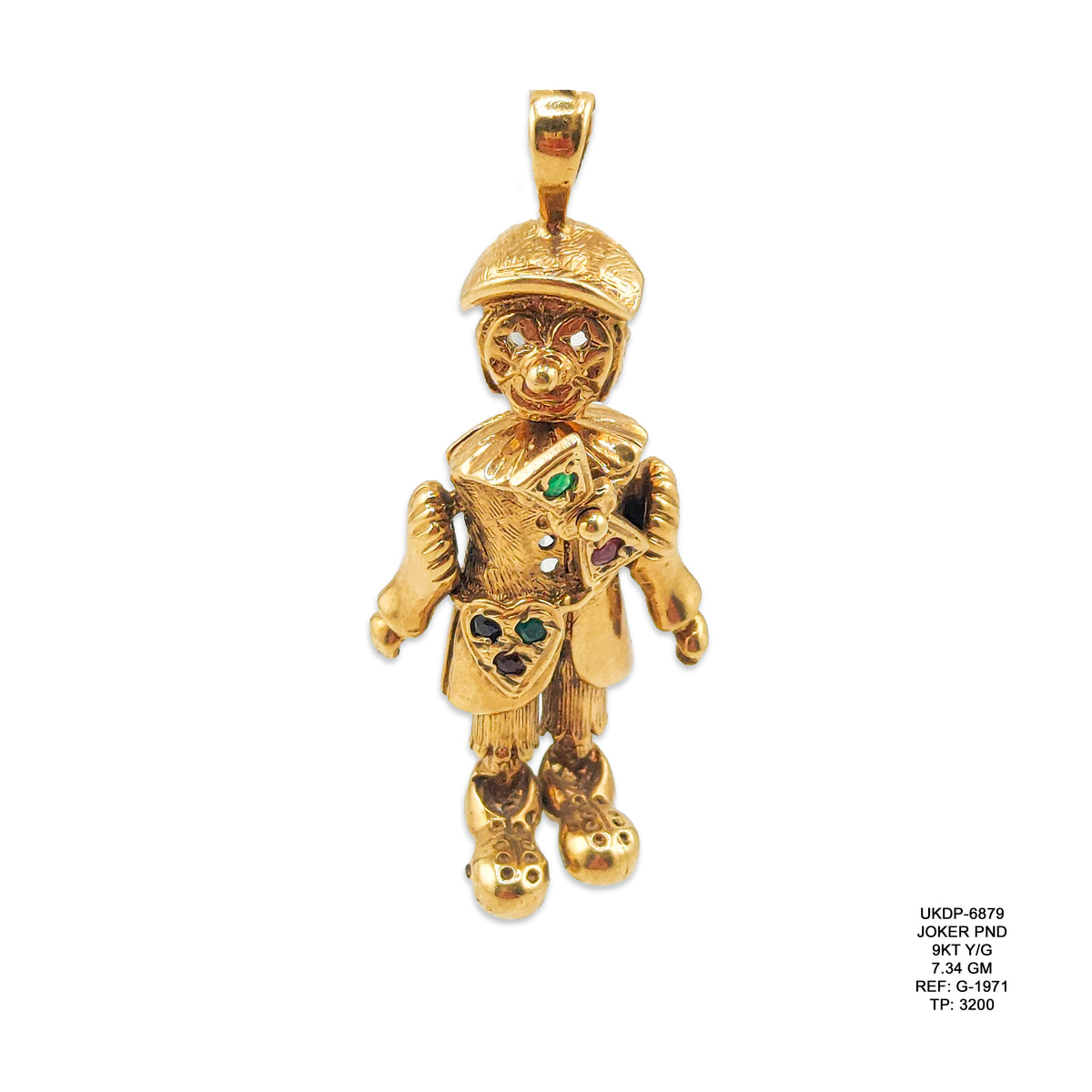 9KT Yellow Gold Joker Pendant 7.34GM – Designer Joker Gold Pendant