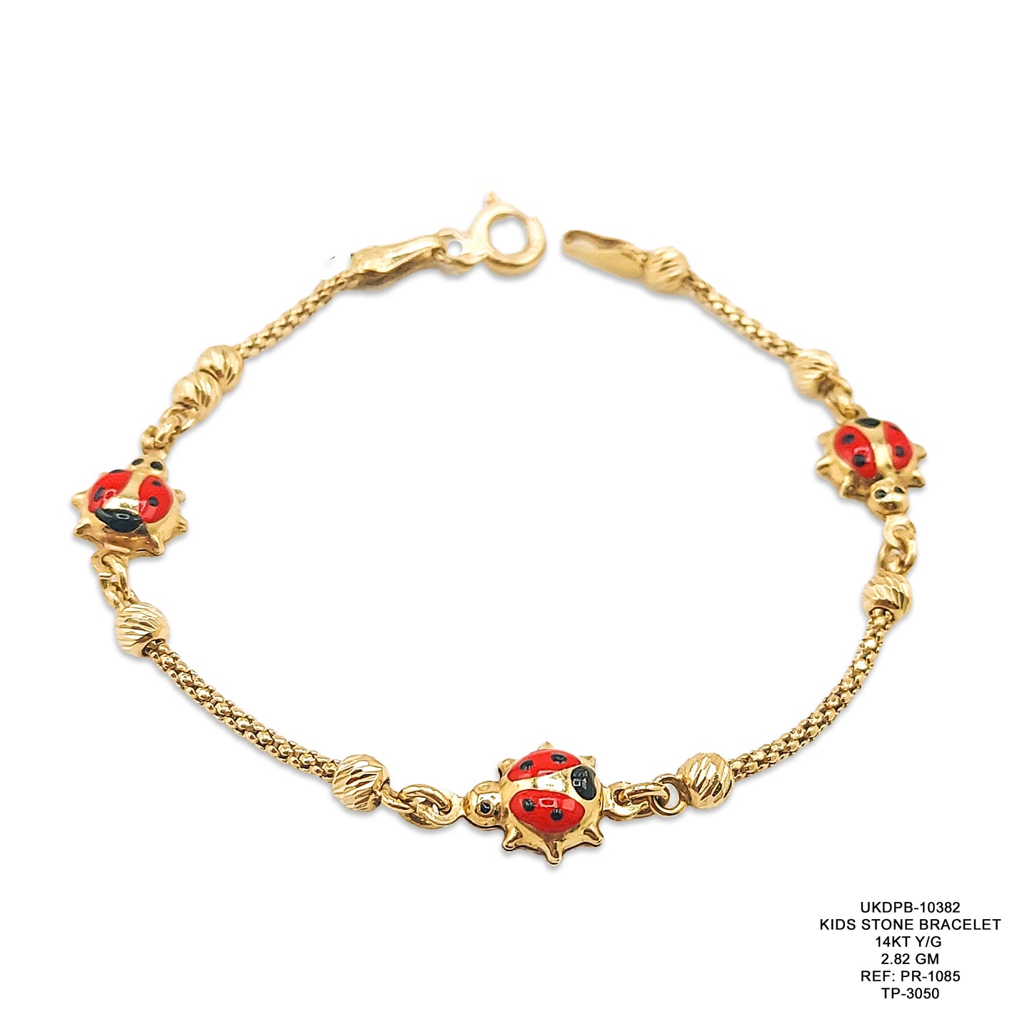 14KT Yellow Gold Kids Stone Bracelet 2.82GM – Cute Children’s Gold Bracelet
