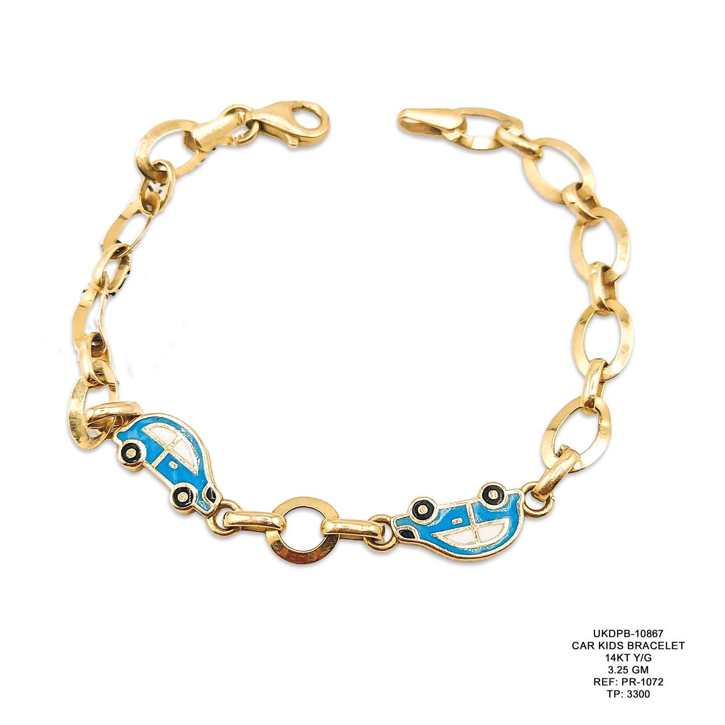 14KT Yellow Gold Car Kids Bracelet 3.25GM – Cute Children’s Designer Gold Bracelet